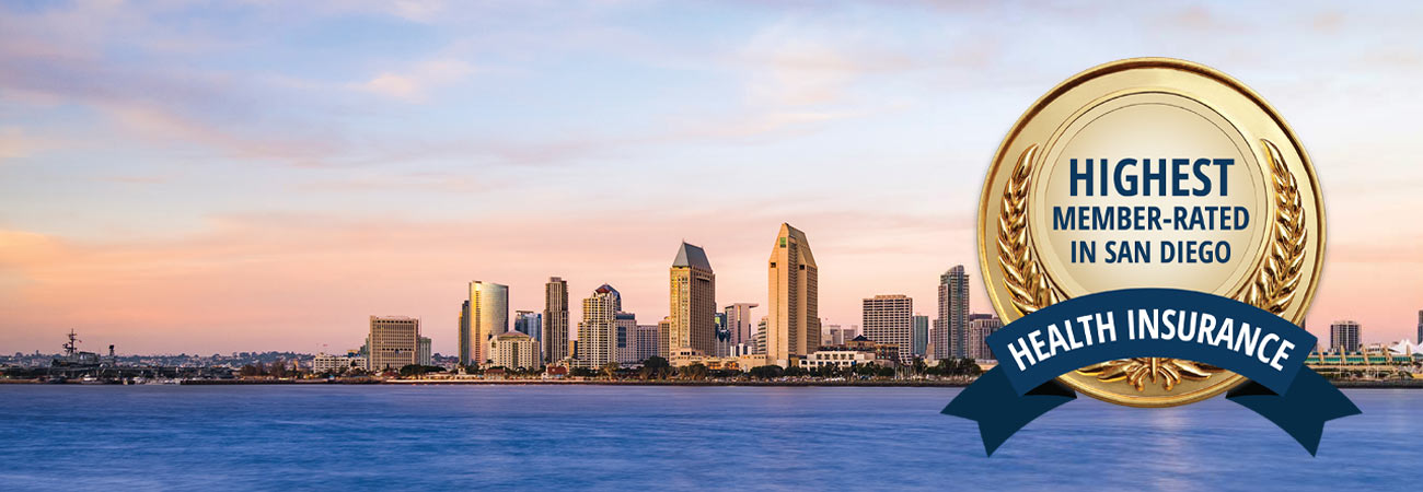 Highest member rated accolade seal against the San Diego skyline