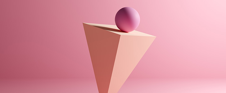 Pink sphere on top of an upside-down pink triangle