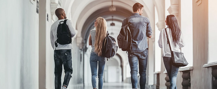 Group of young adults walking together