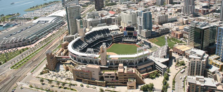 Aerial view of San Diego's Petco Park stadium